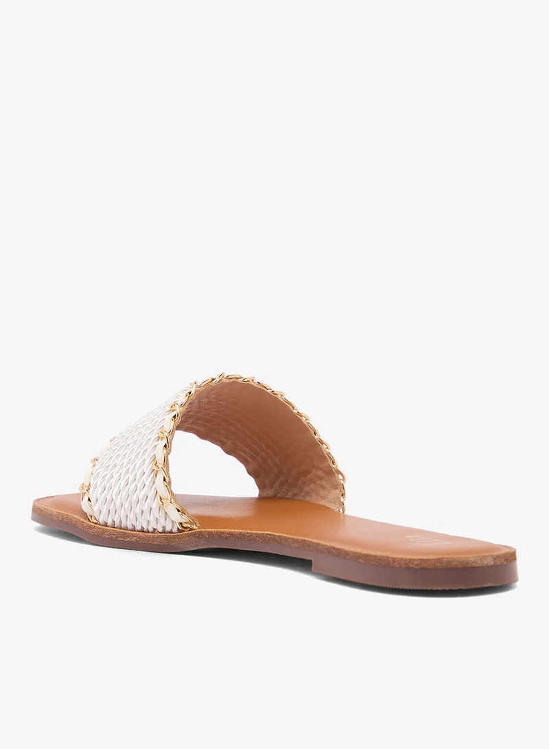 ELLA WHITE Raffia Flat Sandals for Women | Best Price UAE